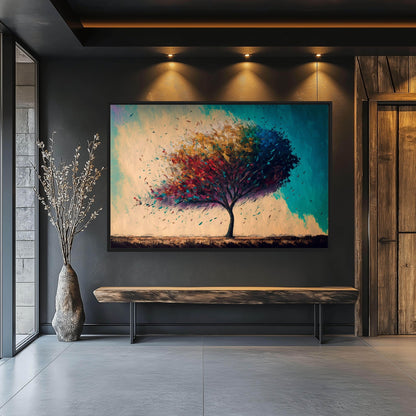 Colorful Tree Modern Art Framed Canvas