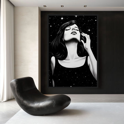 Space Woman Pop Art Framed Canvas