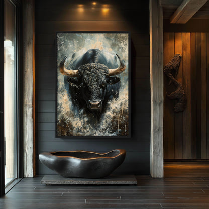 Raging Bull Modern Art Framed Canvas