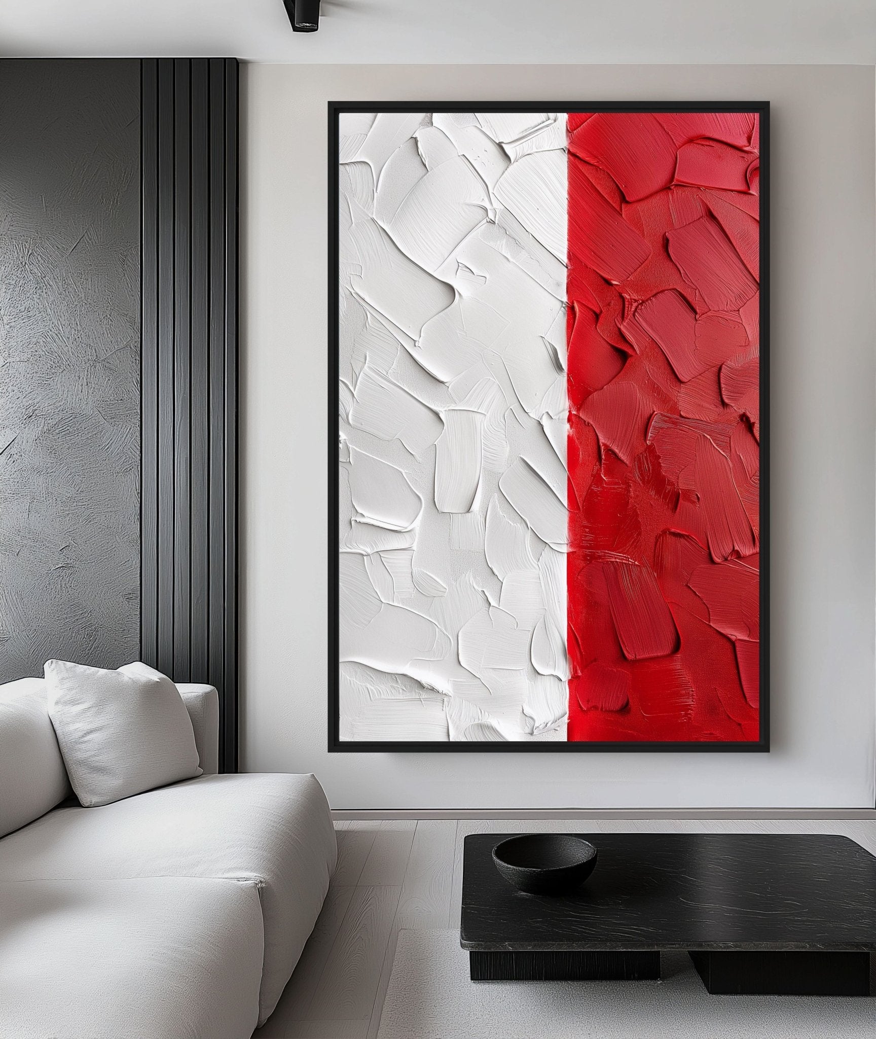 White Red Modern Art Framed Canvas