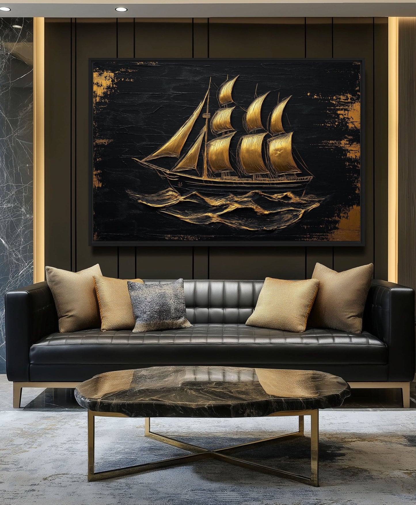 Sail Ship Nautical Art Framed Canvas
