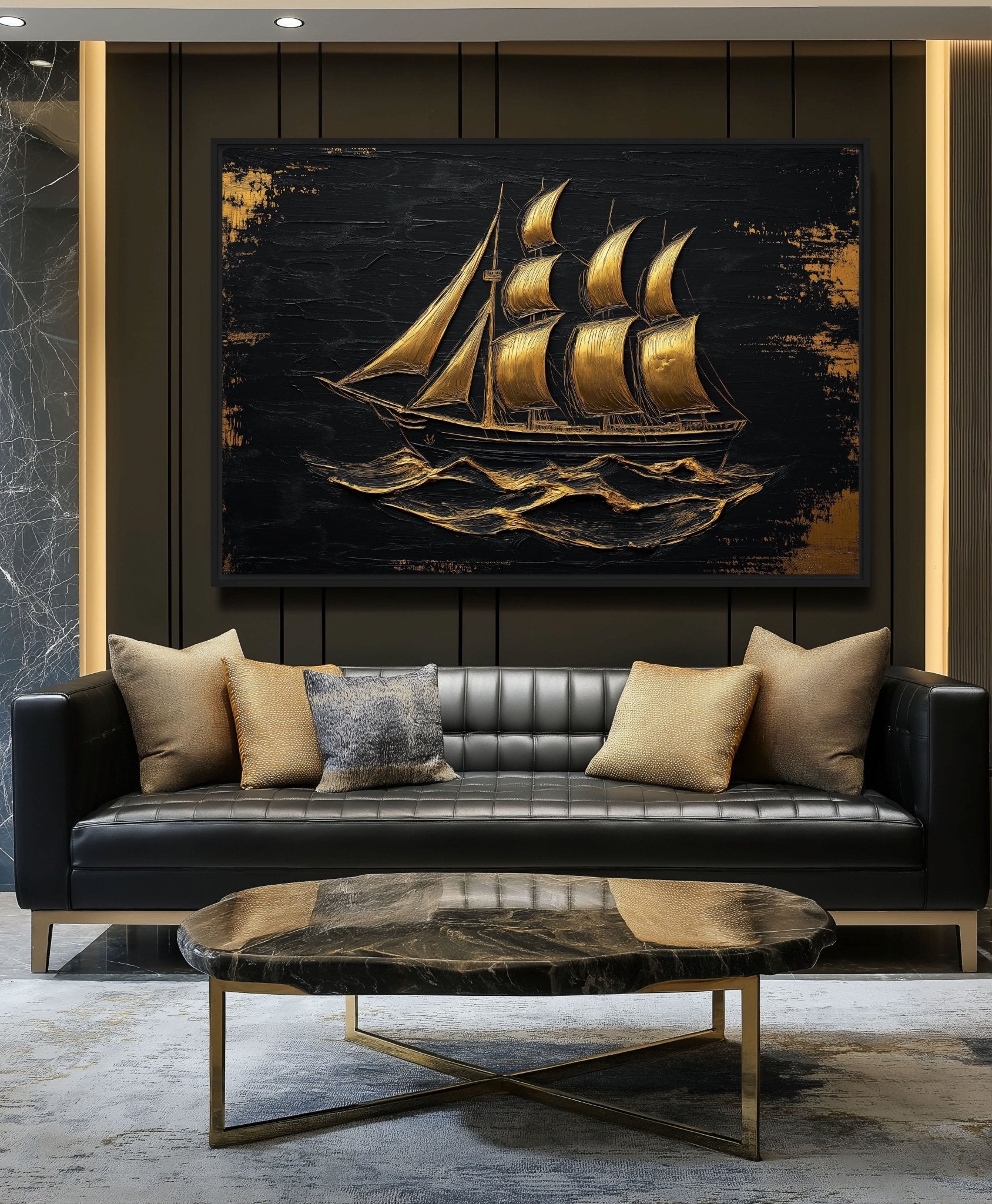 Sail Ship Nautical Art Framed Canvas