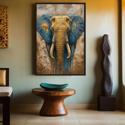 Elephant In Gold Modern Art Framed Canvas