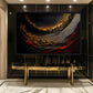 Wave Crimson Red Gold Black Luxury Art Framed Canvas