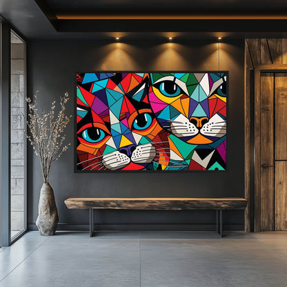 Cats Mosaic Art Framed Canvas