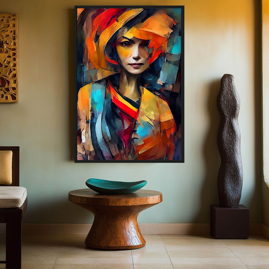 Woman Colorful Abstract Art Framed Canvas