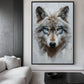 Blue Eyed Wolf Modern Art Framed Canvas
