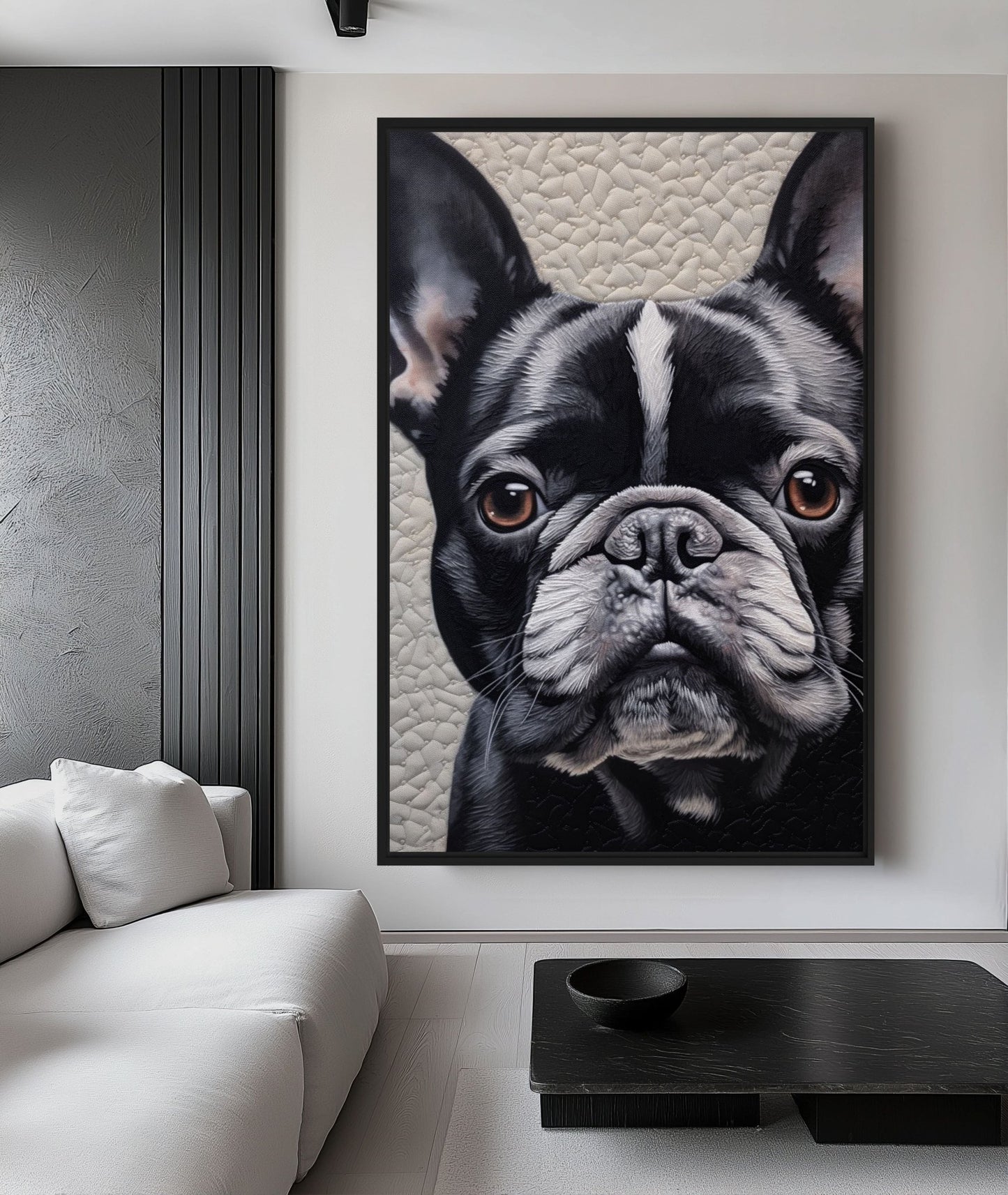 Cute French Bulldog Framed Canvas