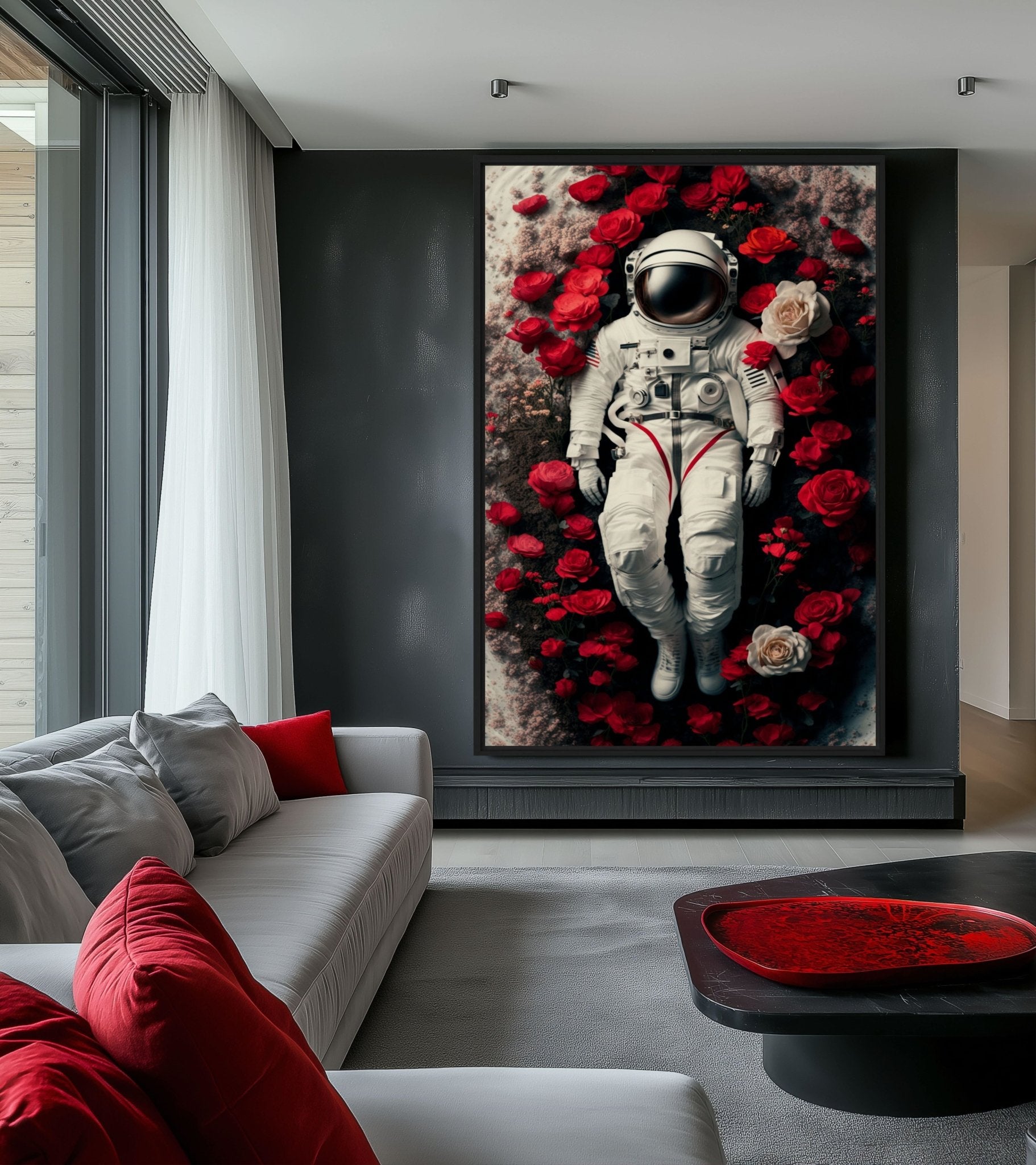 Astronaut In Flowers Art Digital Print