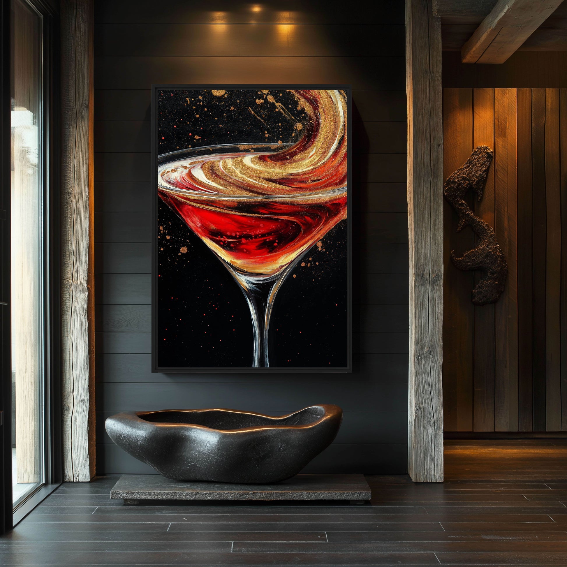 Abstract Cocktail Bar Wall Art Framed Canvas - PaintFu