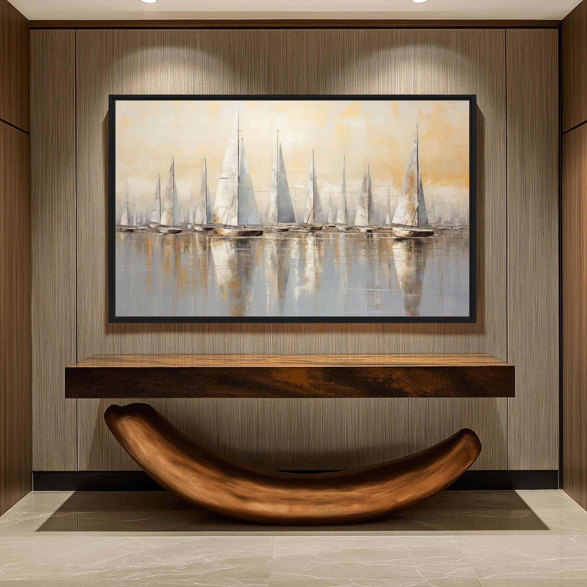 Sailboats Nautical Wall Art Framed Canvas