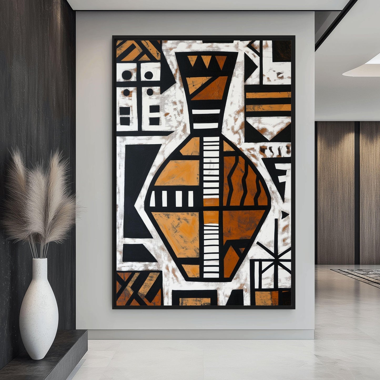 Vase African Abstract Art Framed Canvas