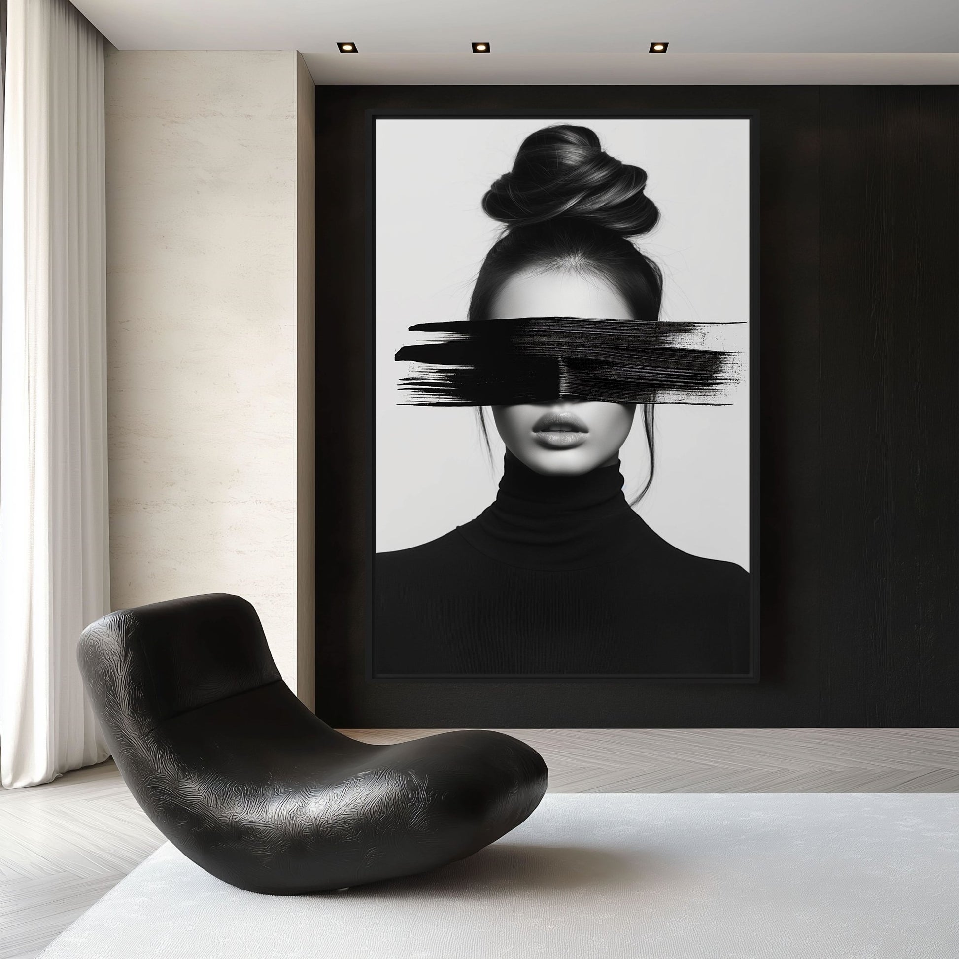 Woman Portrait Minimalist Art Framed Canvas