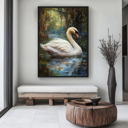 White Swan Fine Art Framed Canvas