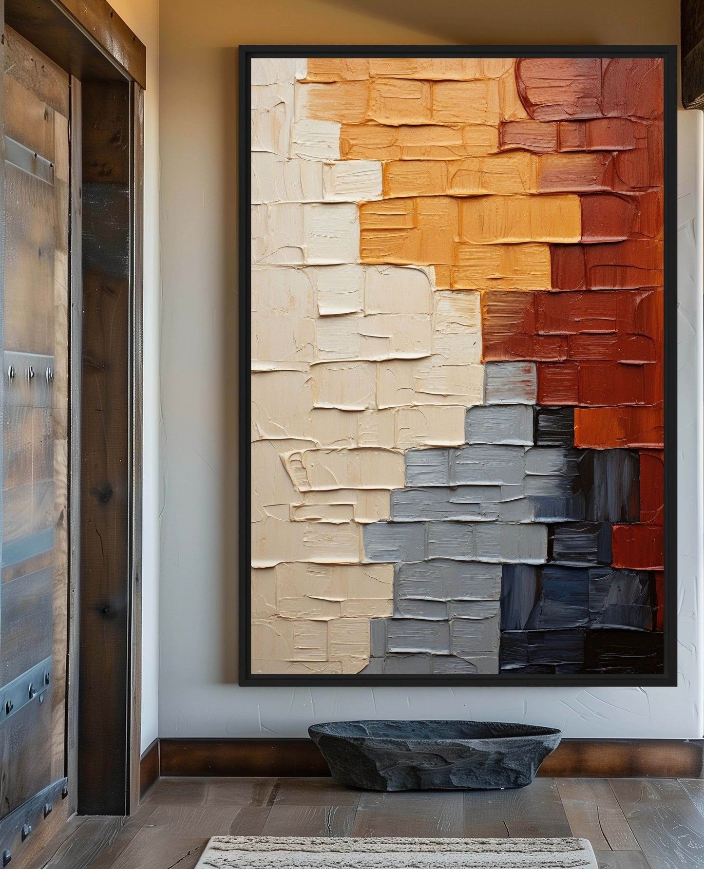 Earth Tone Modern Art Framed Canvas