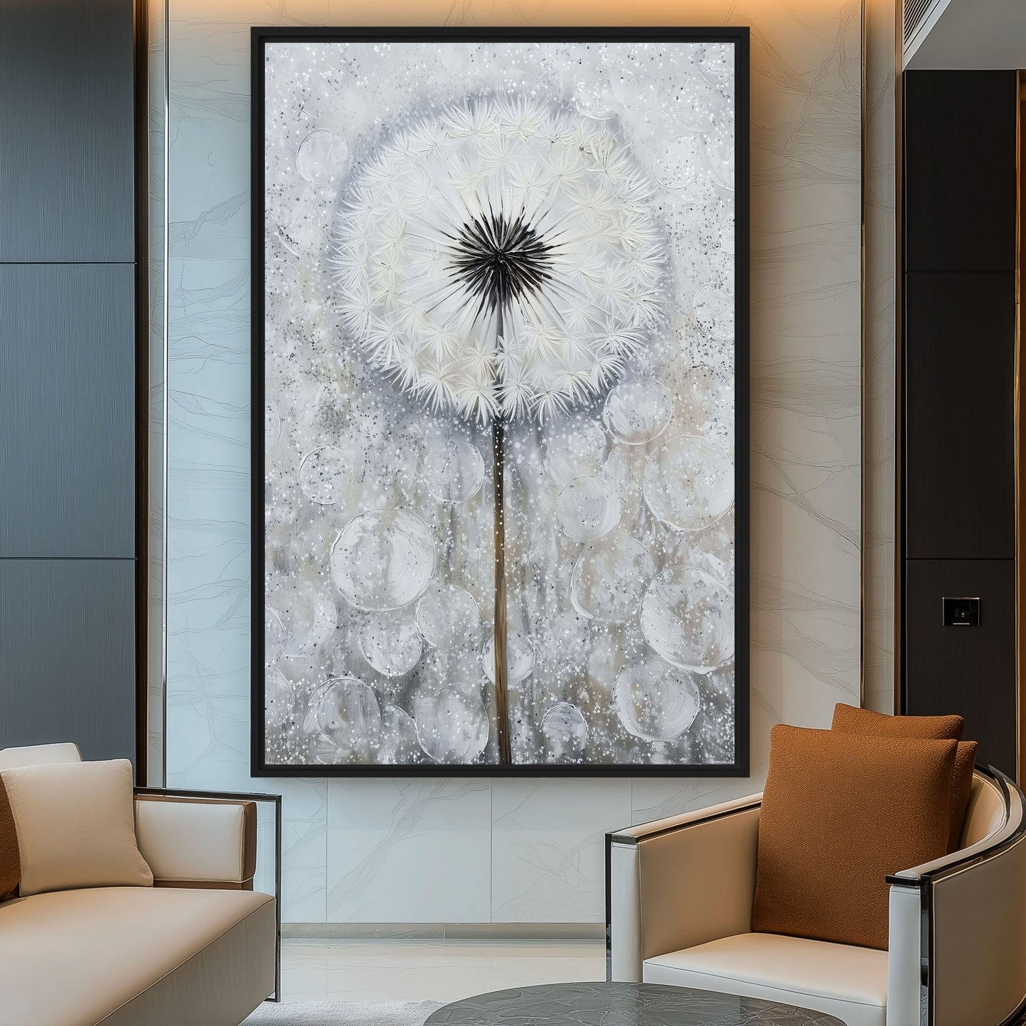 Dandelion Floral Art Framed Canvas