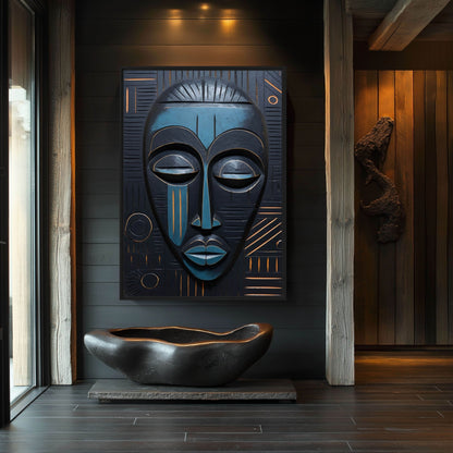Tribal Mask African Art Framed Canvas