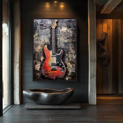 Guitar Music Art Framed Canvas