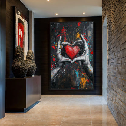 Heart Graffiti Art Framed Canvas