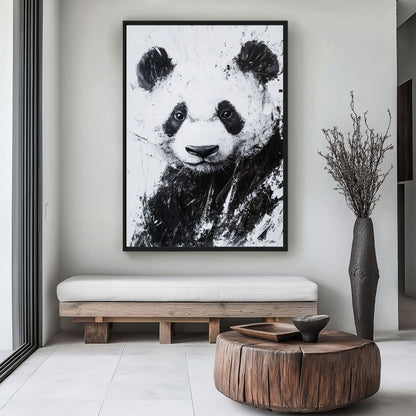 Panda Minimalist Art Framed Canvas