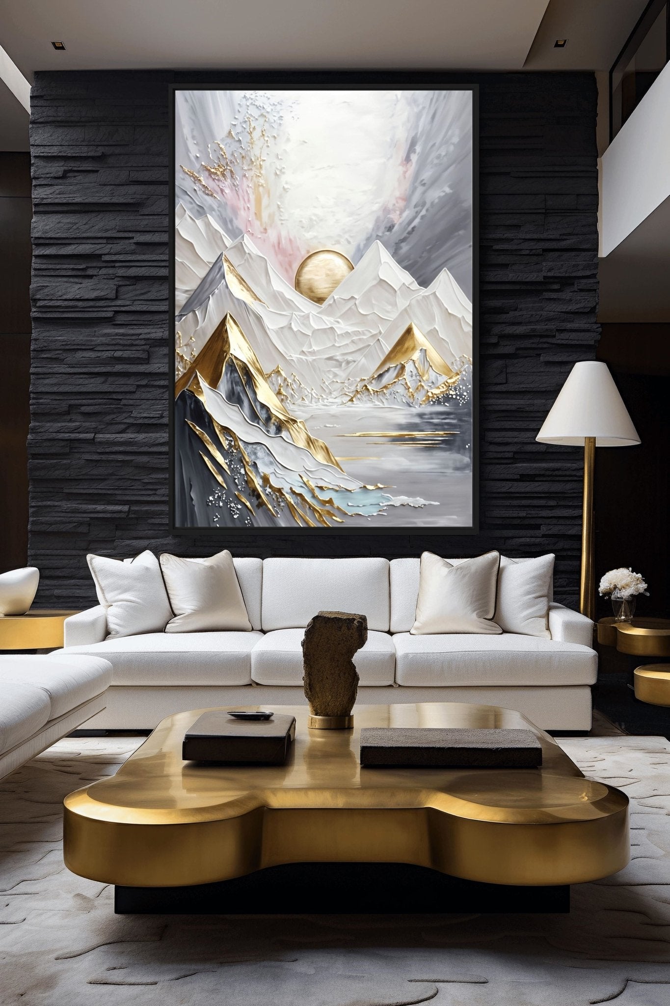 Majestic Mountains Landscape Art Framed Canvas