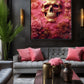 Skull In Pink Flowers Framed Canvas