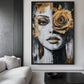 Woman Yellow Rose Flowerhead Framed Canvas