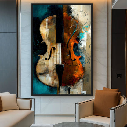Violin Music Art Framed Canvas
