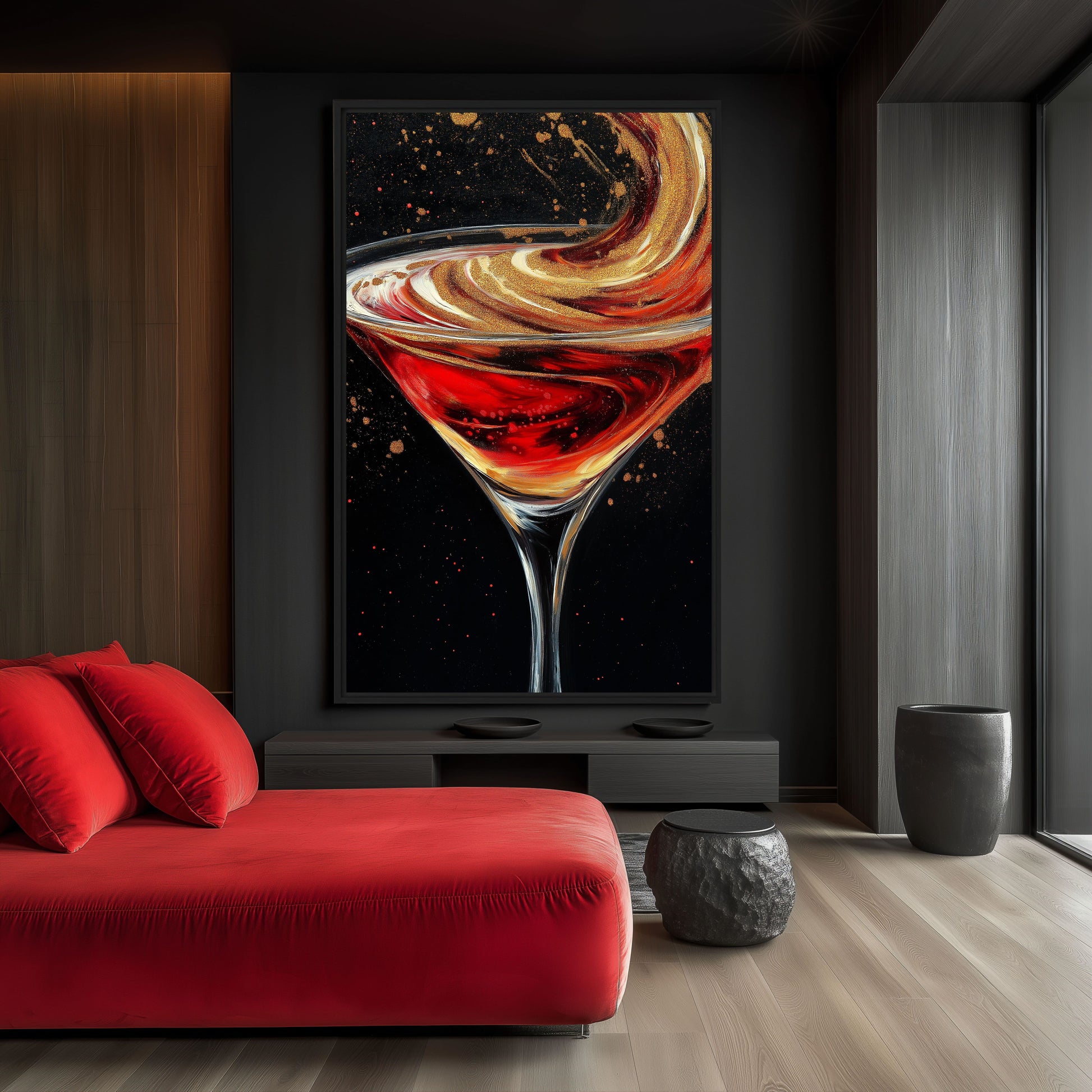 Abstract Cocktail Bar Wall Art Framed Canvas - PaintFu