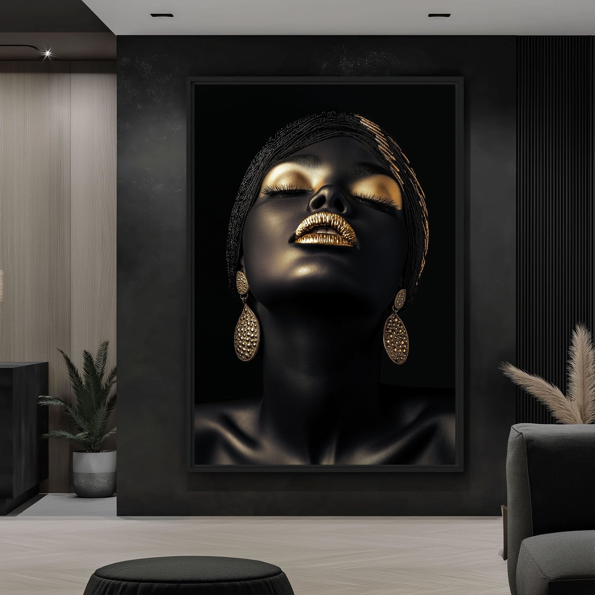 African Beauty in Gold Art Digital Print