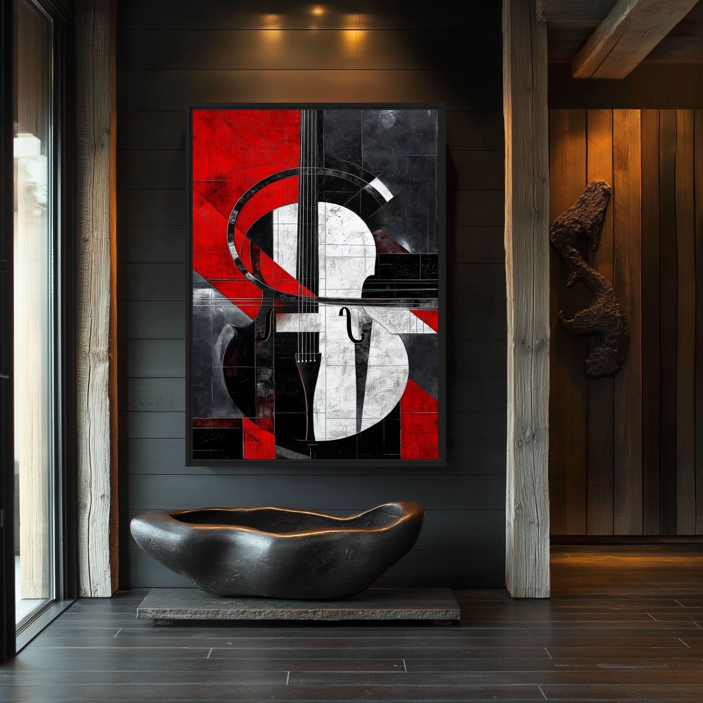 Abstract Violin Music Art Framed Canvas