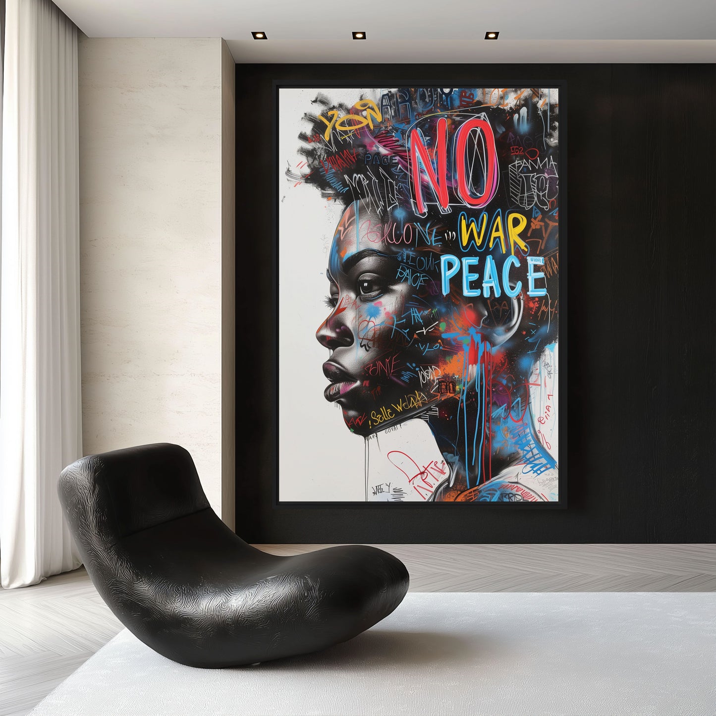 No War Graffiti Art Framed Canvas - PaintFu
