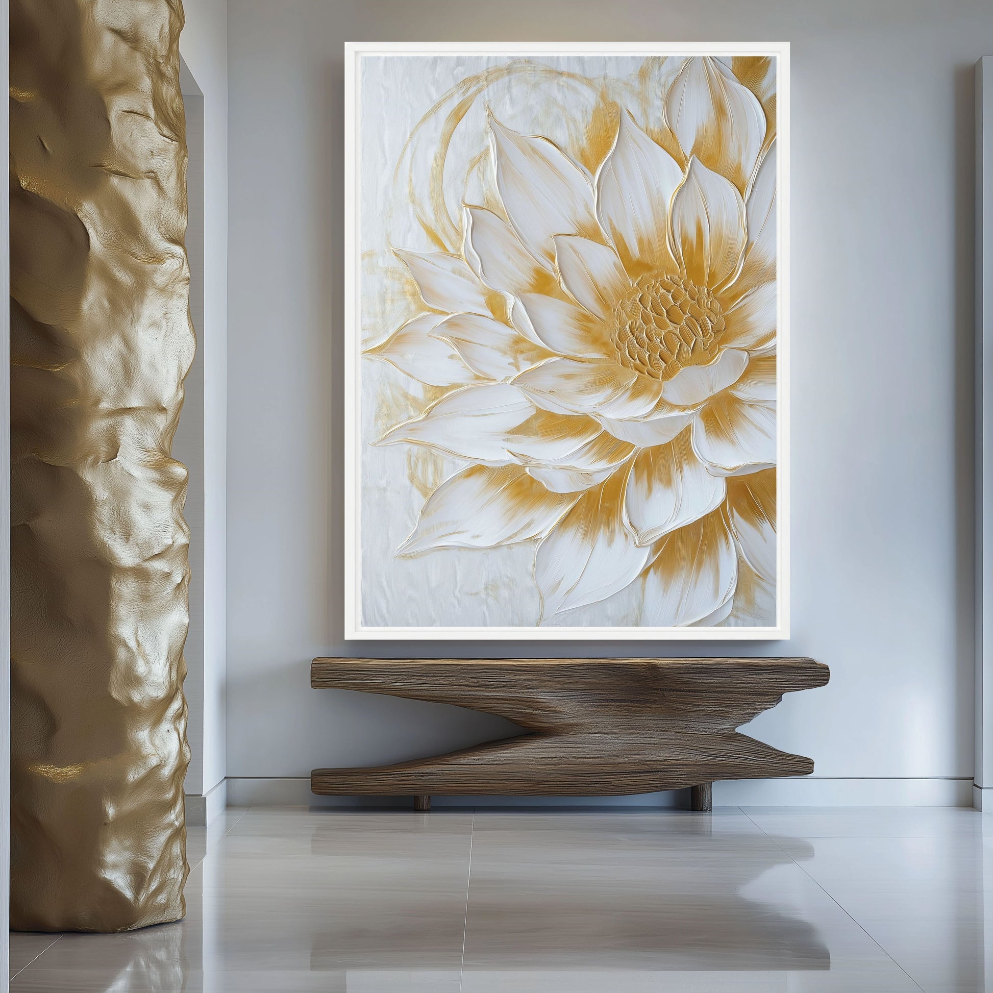 Dahlia Floral Art Framed Canvas - PaintFu