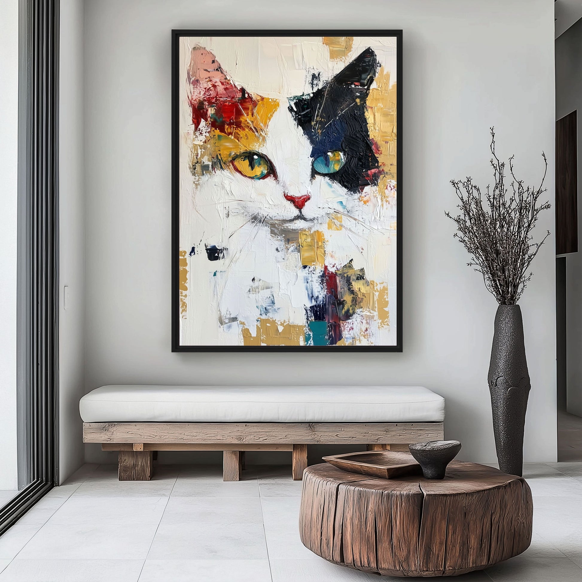 Cat Portrait Modern Art Framed Canvas - PaintFu