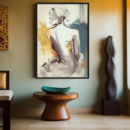 Woman Watercolor Art Framed Canvas