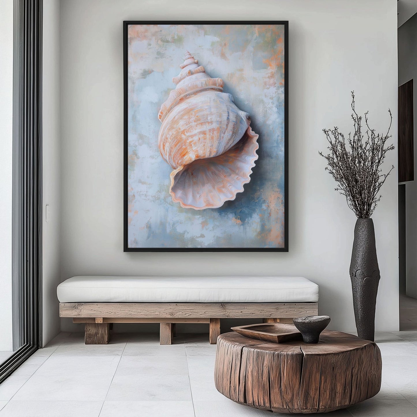 Seashell Nautical Art Framed Canvas