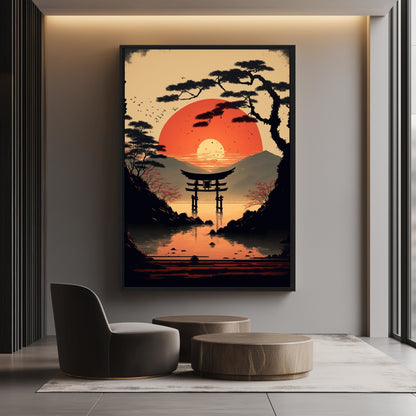 Japanese Sunset Minimalist Art Digital Print