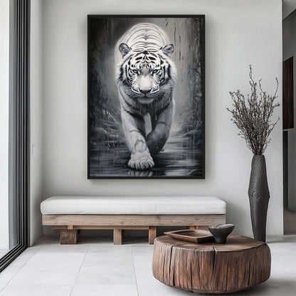White Tiger Framed Canvas