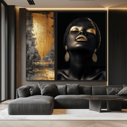 African Beauty in Gold Framed Canvas