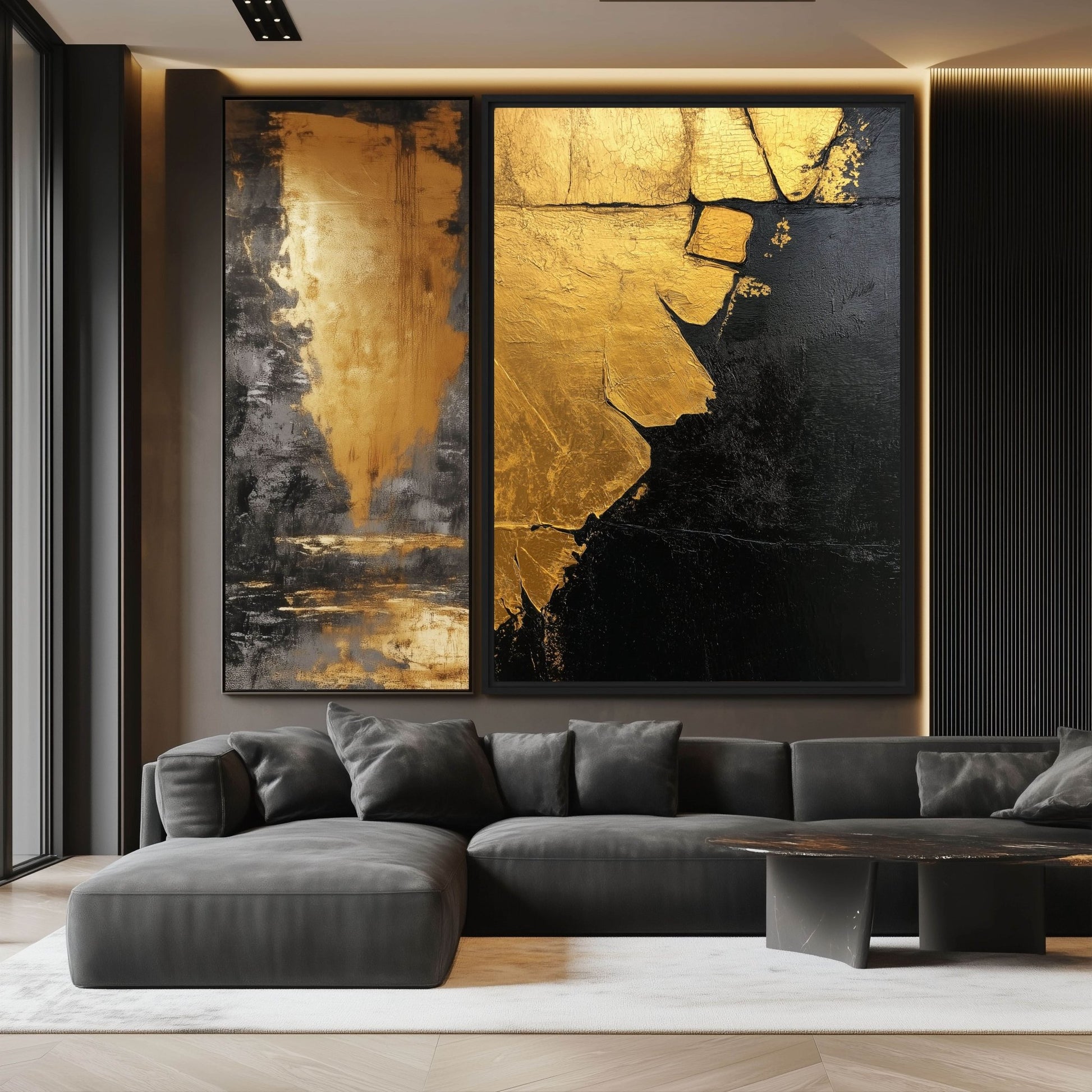 Black & Gold Modern Art Framed Canvas