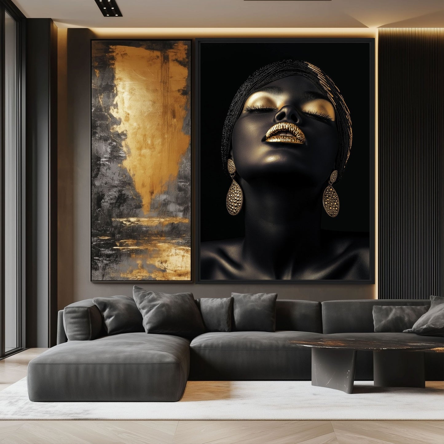 African Beauty in Gold Art Digital Print