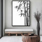 Minimalist Bamboo Ink Art Framed Canvas