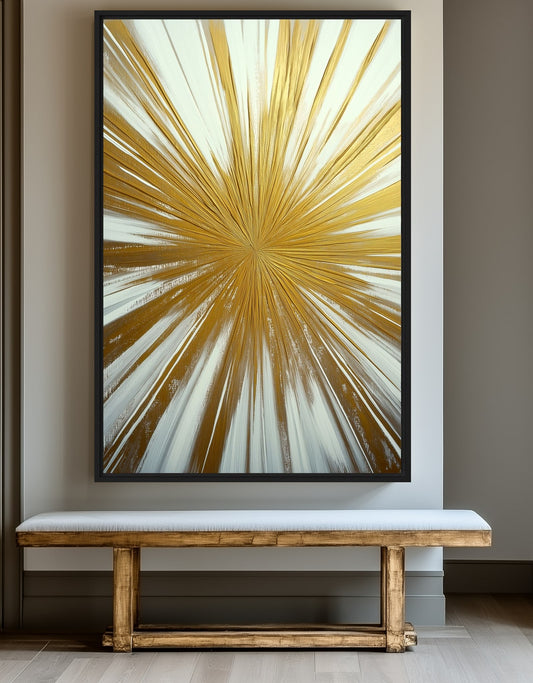 Gold Explosion Abstract Art Framed Canvas