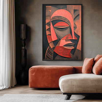 African Mask Folk Art Framed Canvas - PaintFu