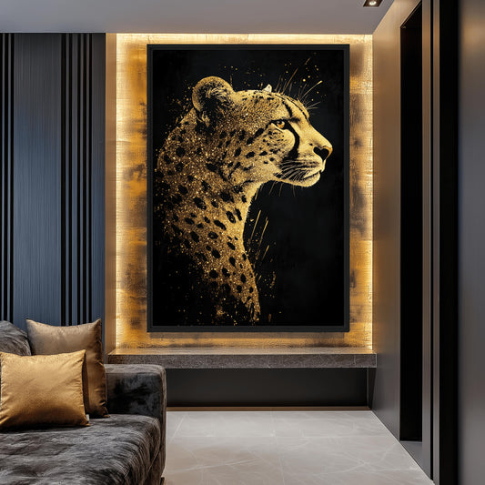 Cheetah Portrait Luxury Art Framed Canvas - PaintFu