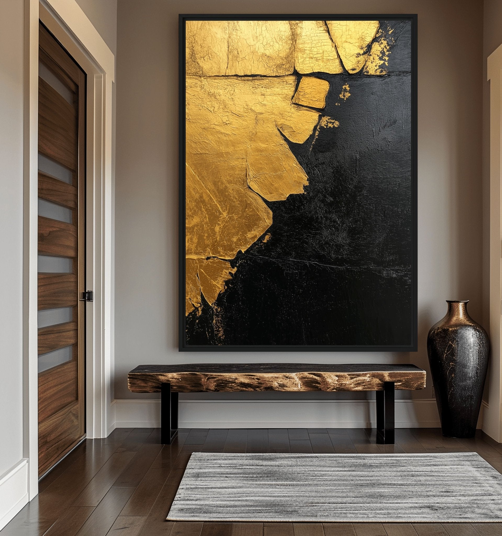 Black & Gold Modern Art Framed Canvas