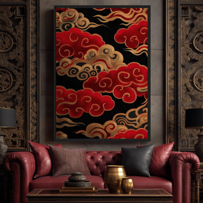 Auspicious Cloud Japanese Art Framed Canvas - PaintFu