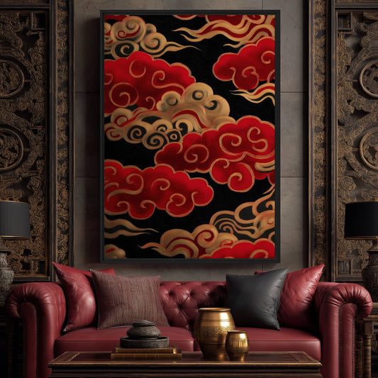 Auspicious Cloud Japanese Art Framed Canvas