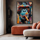 Monkey With Cigar Graffiti Art Framed Canvas