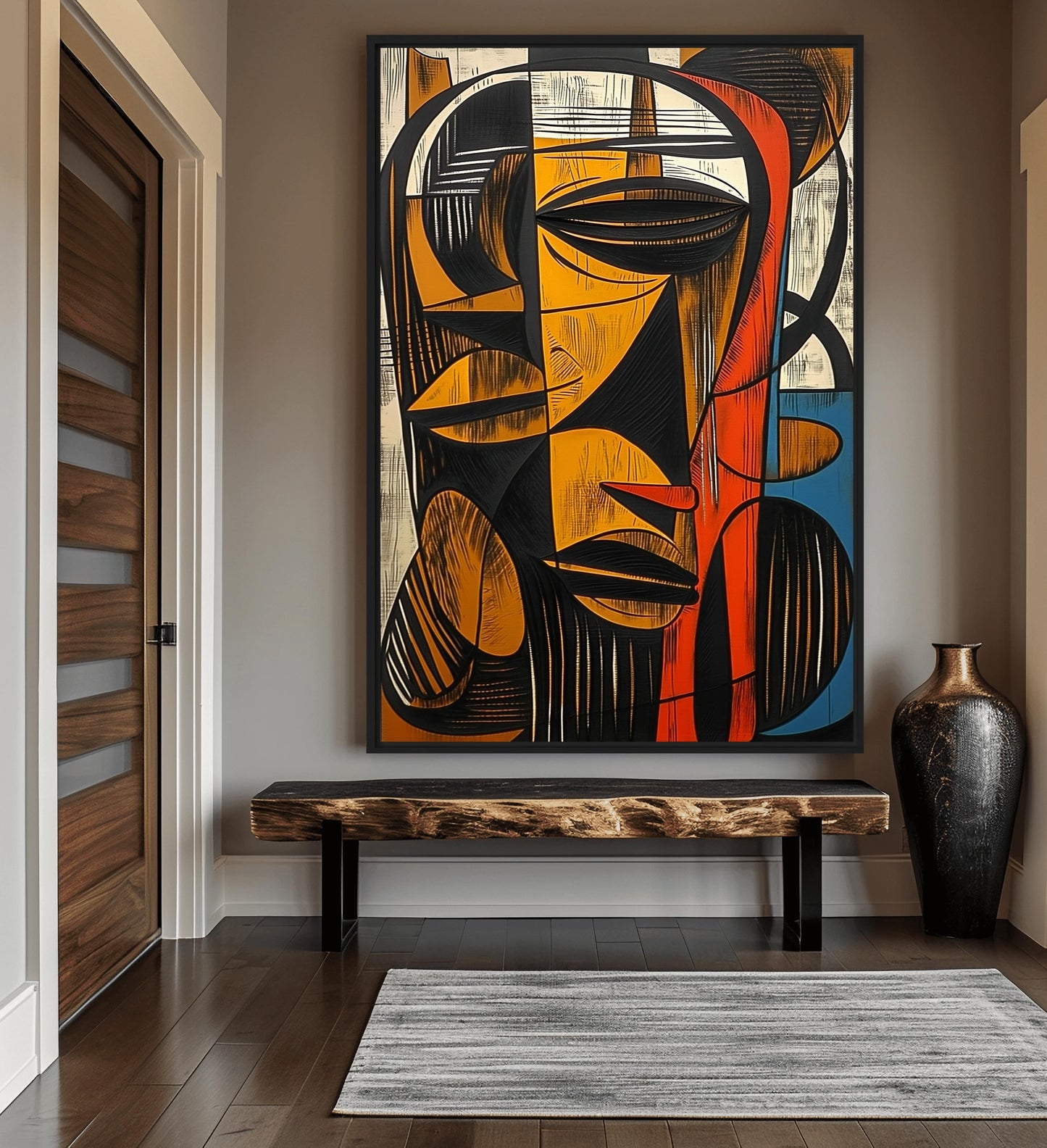 African Abstract Woodcut Art Digital Print